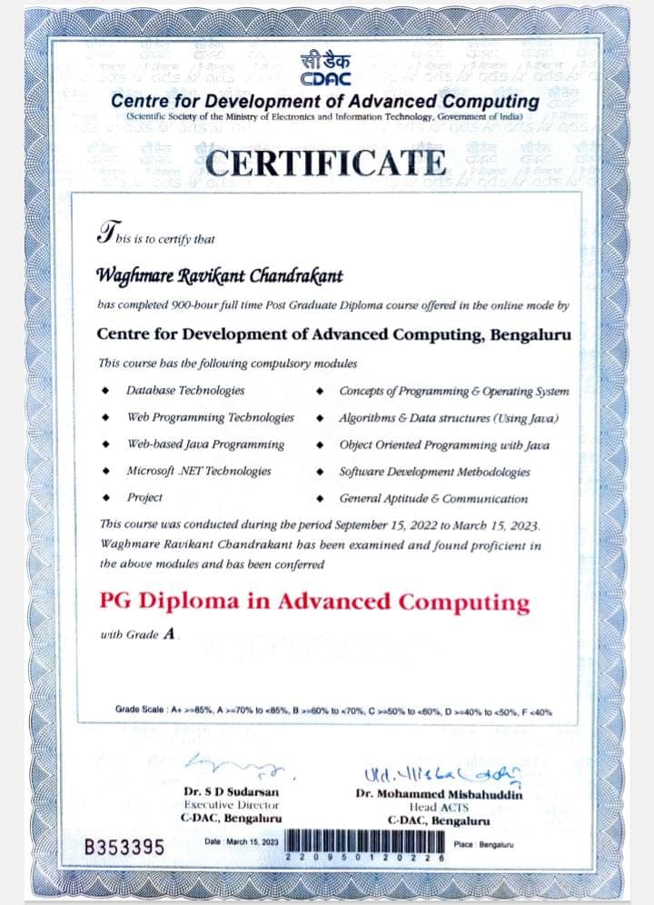 CDAC Course Completion